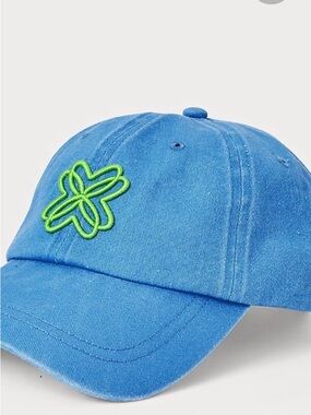 Lilly Pulitzer Bright Blue Cap with Lime Green Embroidered Motif &fish crossbody
